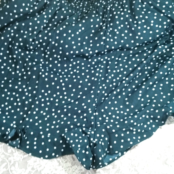 NWT Boohoo Plus Polka Dot Bardot Ruffle Playsuit Green& White Size 20 - Picture 14 of 16